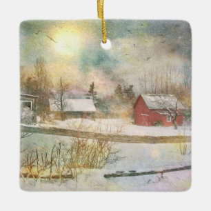 Christmas In New England Ceramic Ornament