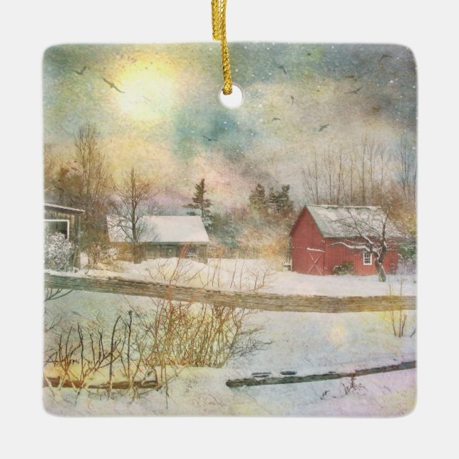 Christmas In New England Ceramic Ornament (Front)
