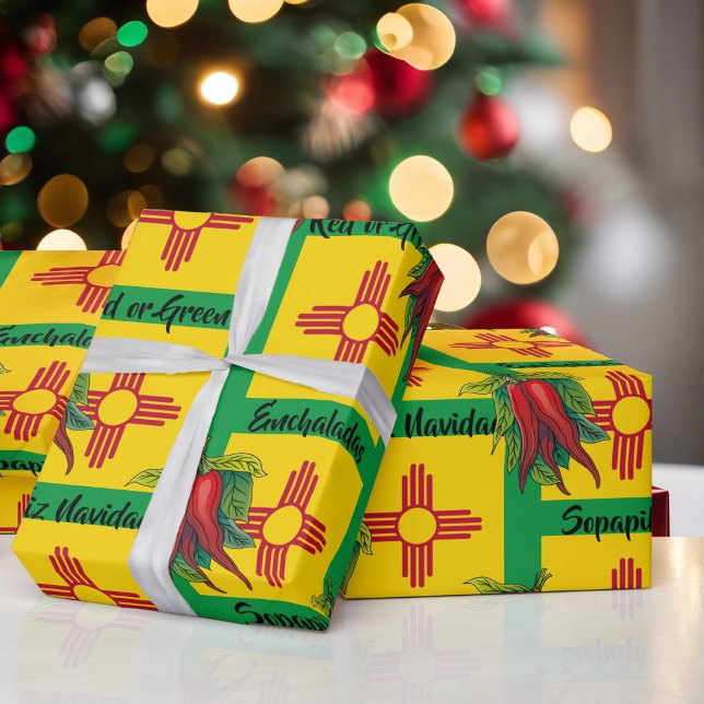 Christmas in New Mexico Smell The Enchiladas Chill Wrapping Paper (Creator Uploaded)