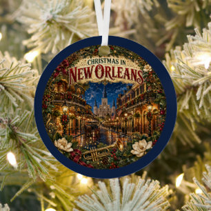 Christmas in New Orleans Vintage Travel Keepsake Metal Tree Decoration