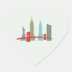 Christmas in New York, Architecture Skyline Gift S Heart Sticker