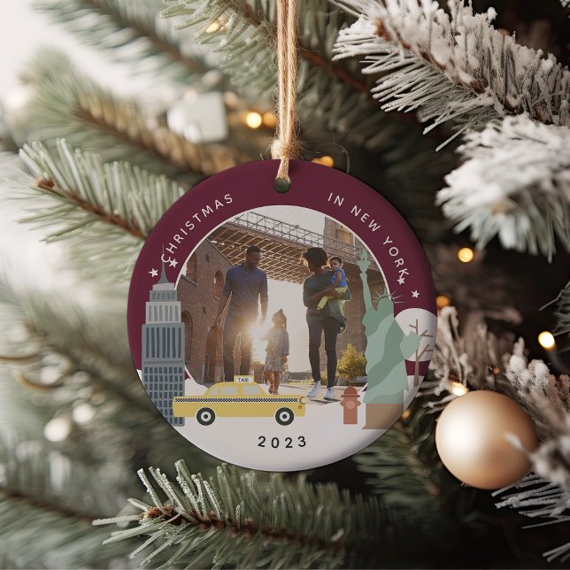 Christmas in New York Keepsake Photo Ceramic Tree Decoration (Creator Uploaded)