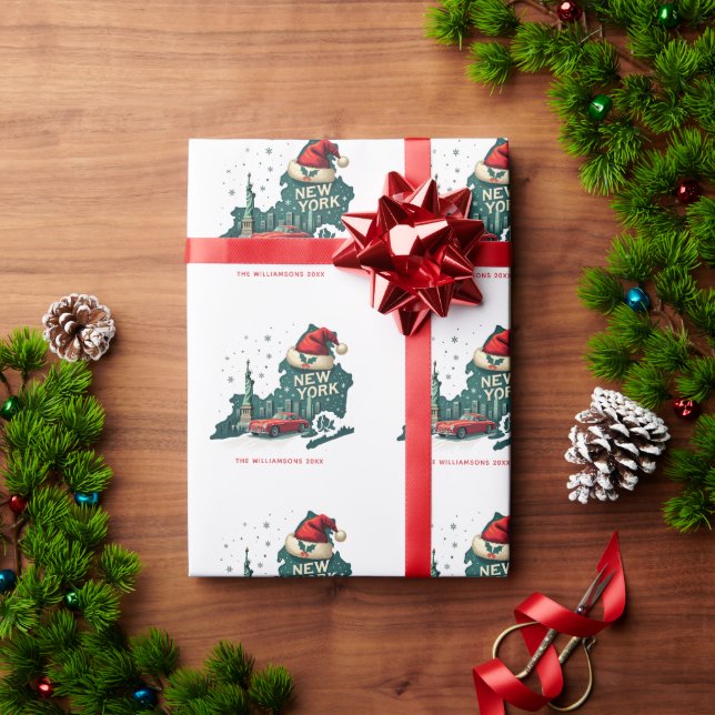 Christmas In New York State Personalised Holiday Wrapping Paper (Holiday Gift)