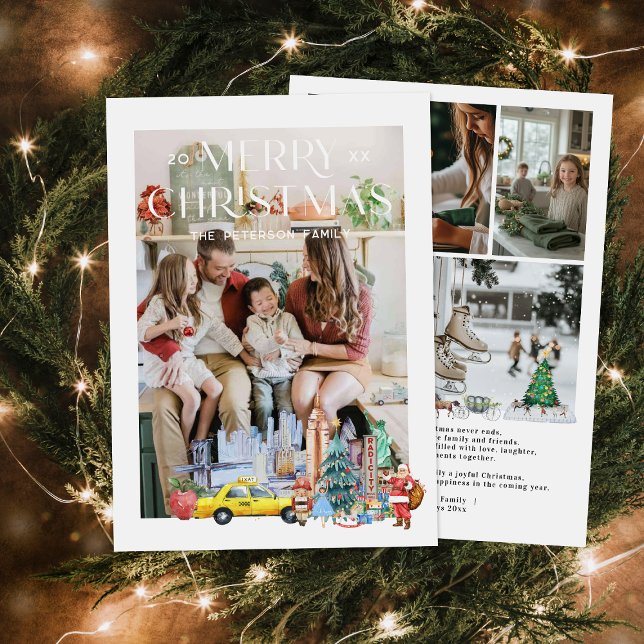 Christmas in New York Watercolor Photo Card (Creator Uploaded)