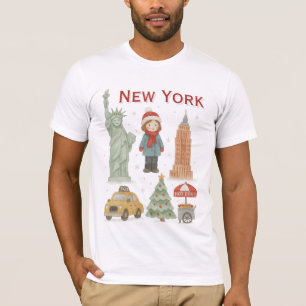 Christmas in New York Watercolor T-Shirt – Cute 