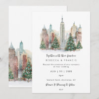Christmas in New York wedding invitation