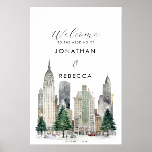 Christmas in New York wedding welcome sign poster
