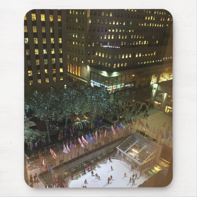 Christmas in NYC Rockefeller Center Ice Rink Mouse Mat (Front)