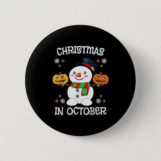 Christmas In October Halloween Snowman Pumpkin Kid 6 Cm Round Badge (Front)