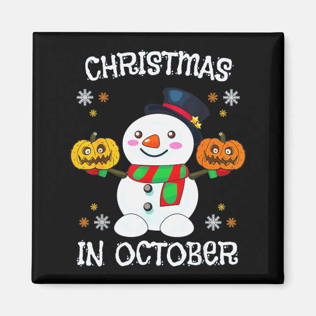 Christmas In October Halloween Snowman Pumpkin Kid Magnet (Front)