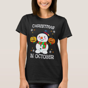 Christmas In October Halloween Snowman Pumpkin Kid T-Shirt