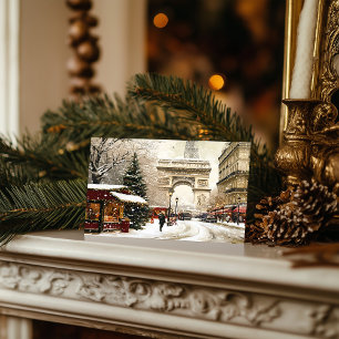 Christmas In Paris: Arc de Triomphe Winter Scene Holiday Postcard