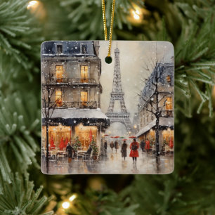 Christmas In Paris Ceramic Ornament