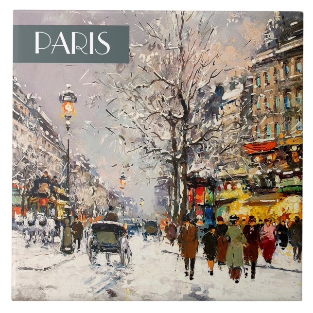 Christmas in Paris. Christmas Gift Ceramic Tiles (Front)