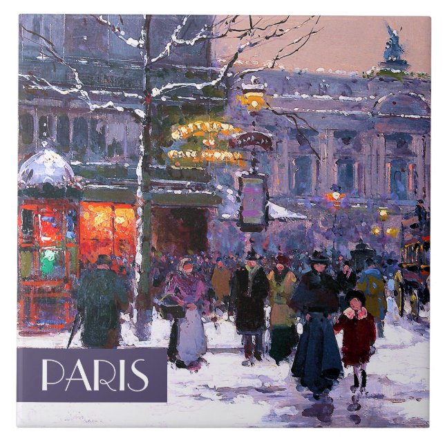 Christmas in Paris. Christmas Gift Ceramic Tiles (Front)