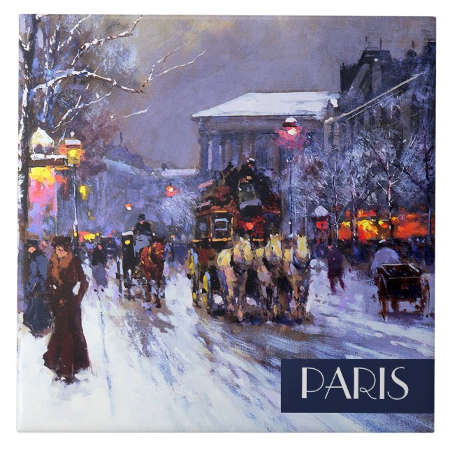 Christmas in Paris. Christmas Gift Ceramic Tiles (Front)