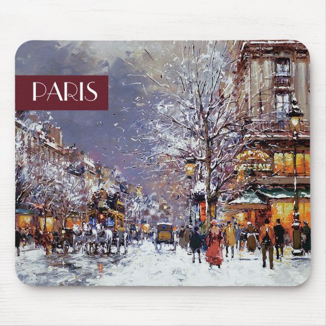 Christmas in Paris. Christmas Gift Mouse Mat (Front)