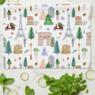 Christmas in Paris City of Lights Holiday Tea Towel