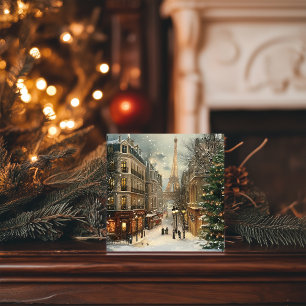 Christmas in Paris: Cozy Eiffel Tower Street Holiday Card
