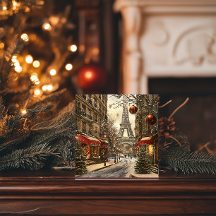 Christmas in Paris: Festive Eiffel Tower Boulevard Holiday Card