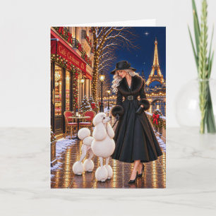 Christmas in Paris,Poodle Holiday Card