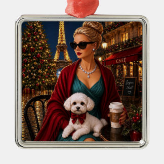 Christmas in Paris,Poodle Holiday Metal Tree Decoration
