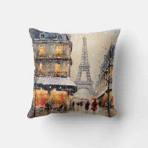 Christmas in Paris, snowing, Cushion