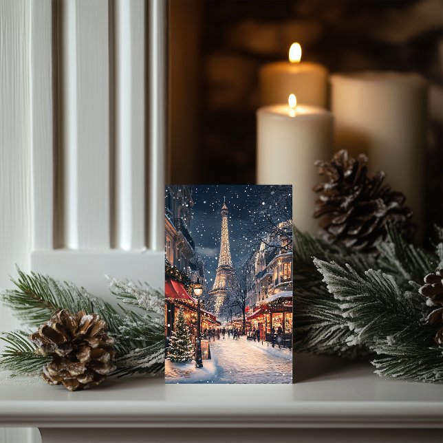 Christmas in Paris: Sparkling Eiffel Tower Avenue Holiday Card (Creator Uploaded)