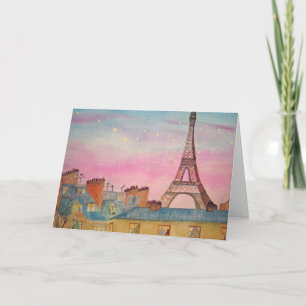 Christmas in Paris Watercolor Holiday Card