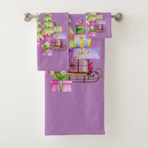 Christmas In Pink Bath Towel Set