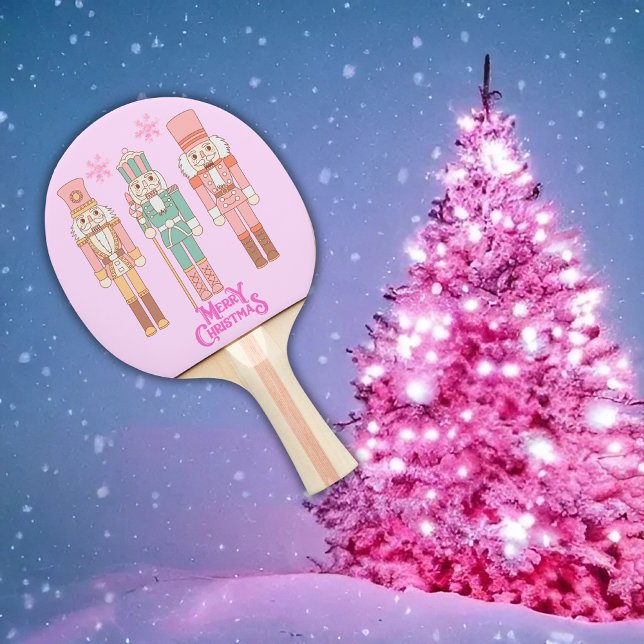 Christmas in Pink Nutcrackers on Pink |  Ping Pong Paddle (Creator Uploaded)