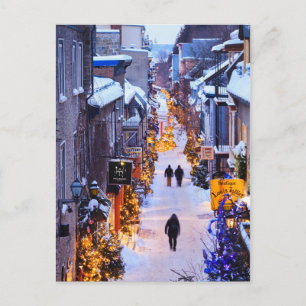 Christmas In Quartier Petit Champlain, Quebec Holiday Postcard