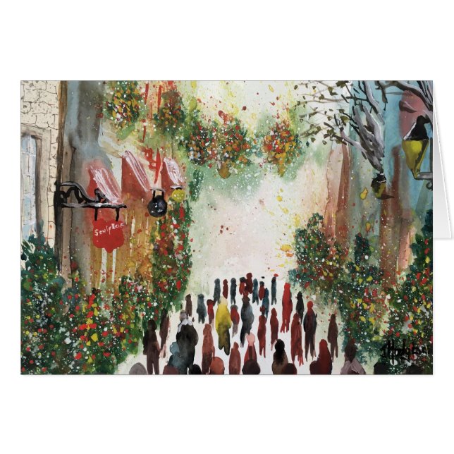 CHRISTMAS IN QUEBEC CITY original watercolour (Front Horizontal)