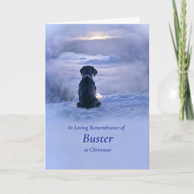 Christmas in Remembrance of Beloved Dog with Snow Card (Front)