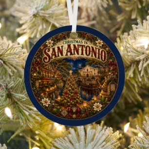 Christmas in San Antonio Vintage Travel Keepsake Metal Tree Decoration