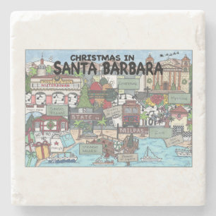 Christmas in Santa Barbara  Stone Coaster