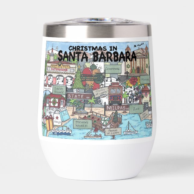 Christmas in Santa Barbara Wine Tumbler (Front)