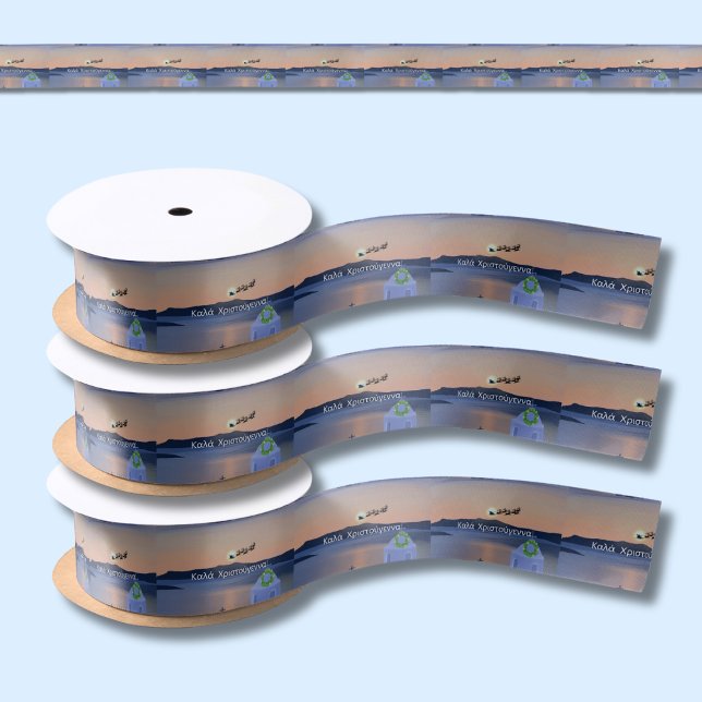 Christmas In Santorini, Greece With Santa Satin Ribbon (Creator Uploaded)