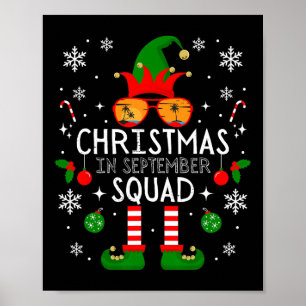 Christmas In September Squad Costume Elf Sunglasse Poster