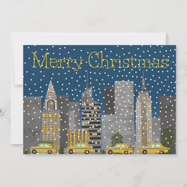 Christmas in Snowy  New York City Customisable  Holiday Card (Front)