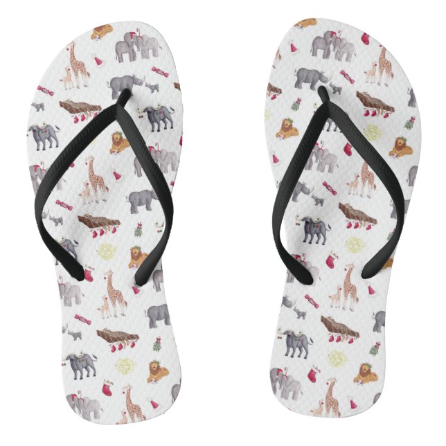 Christmas in South Africa Wild Big 5 Animal Flip Flops (Footbed)