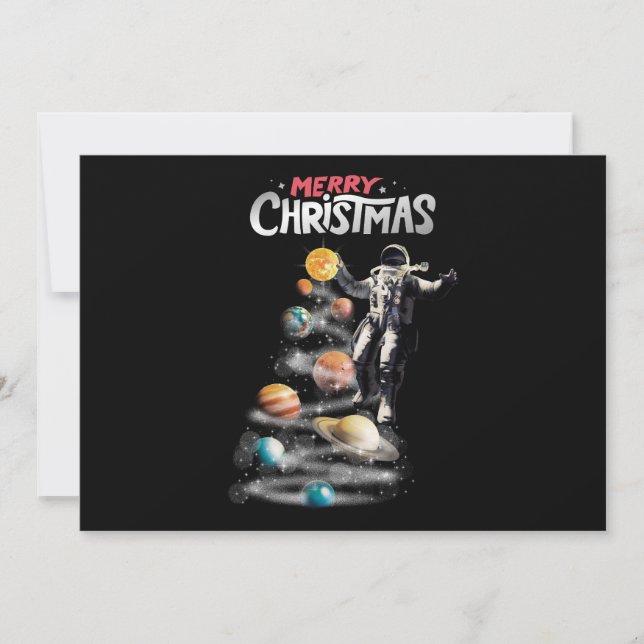 Christmas in Space Solar System Astronaut Invitati Invitation (Front)