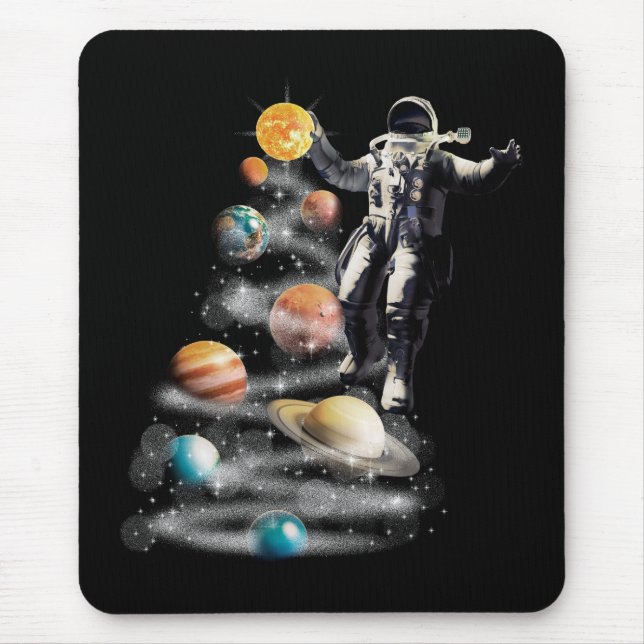 Christmas in Space Solar System Astronaut Invitati Mouse Mat (Front)