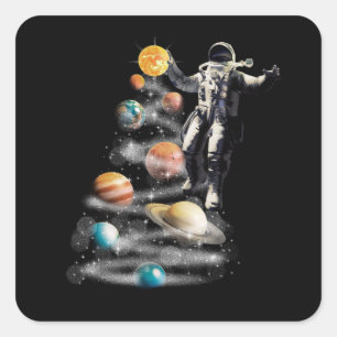 Christmas in Space Solar System Astronaut Invitati Square Sticker