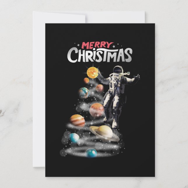 Christmas in Space Solar System Astronaut Invitation (Front)