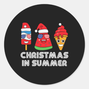 Christmas in Summer Santa Claus Party Beach Summer Classic Round Sticker