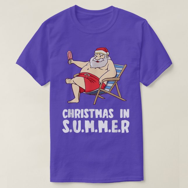Christmas In Summer Santa Ice Cream In July  T-Shirt (Design Front)