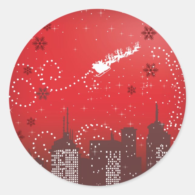 Christmas in the city customisable urban classic round sticker (Front)