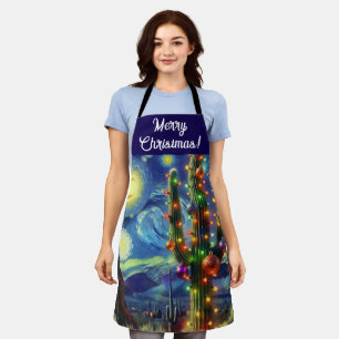 Christmas in the Desert Southwest Saguaro Cactus Apron
