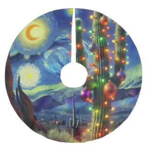Christmas in the Desert Southwest Saguaro Cactus Brushed Polyester Tree Skirt